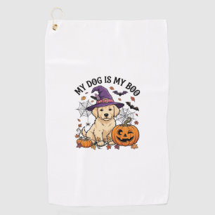 Dog Is Boo Halloween Witch Puppy Pumpkin_1 Golf Towel