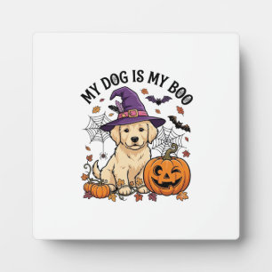 Dog Is Boo Halloween Witch Puppy Pumpkin_1 Plaque