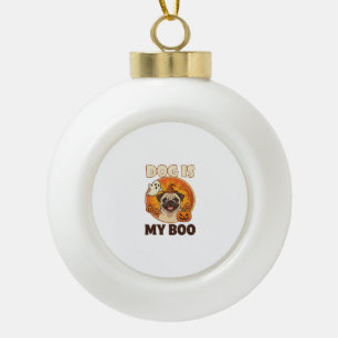 Dog Is Boo Pug Halloween Ghost Pumpkin Ceramic Ball Christmas Ornament