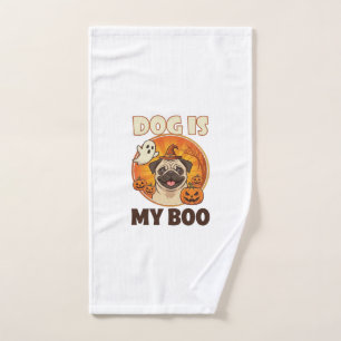 Dog Is Boo Pug Halloween Ghost Pumpkin Hand Towel