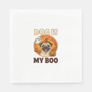 Dog Is Boo Pug Halloween Ghost Pumpkin Napkin