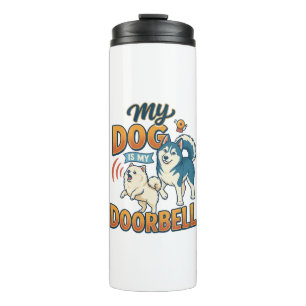 Dog Is Doorbell Barking White Blue_1 Thermal Tumbler