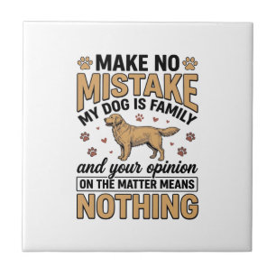 Dog Is Family Vintage Retriever Typography Design_ Ceramic Tile
