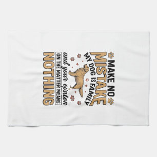 Dog Is Family Vintage Retriever Typography Design_ Tea Towel