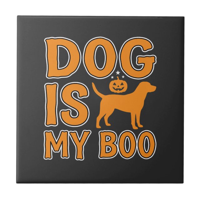 Dog Is My Boo Halloween Dog Ceramic Tile (Front)