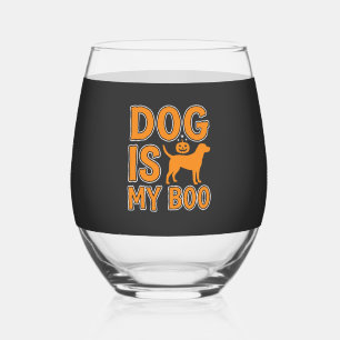 Dog Is My Boo Halloween Dog Stemless Wine Glass