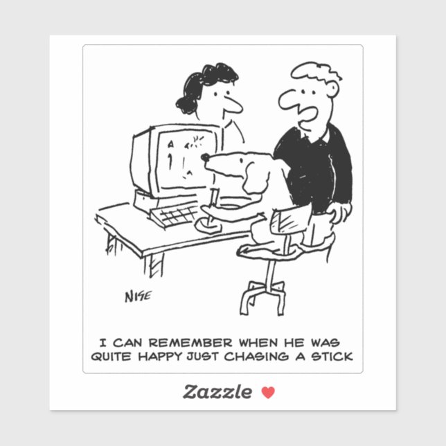 Dog is Playing Computer Games Cartoon. Funny (Sheet)