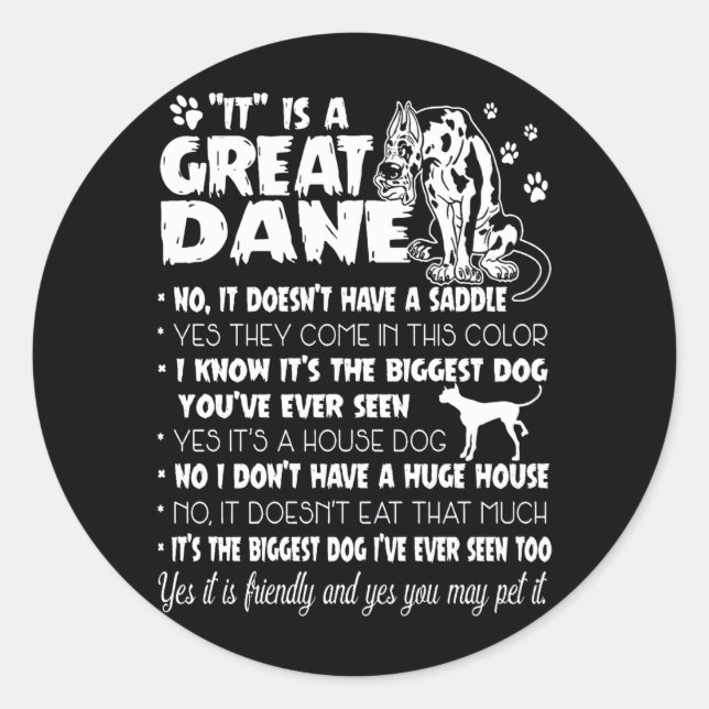 Dog | It's A Great Dane Classic Round Sticker (Front)
