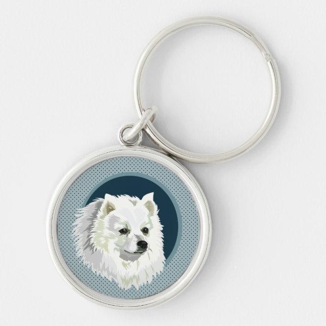 Dog Japanese Spitz Key Ring (Front)