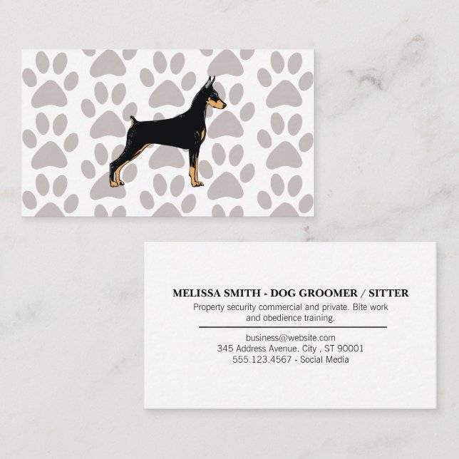 Dog K9 | Dog Paw Pattern Business Card (Front/Back)