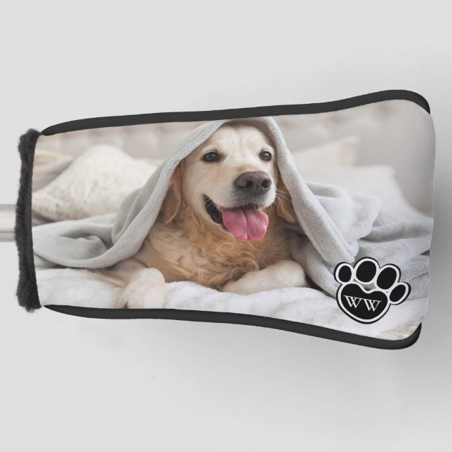 Dog Keepsake Photo Monogram PUTTER Golf Head Cover (Front)