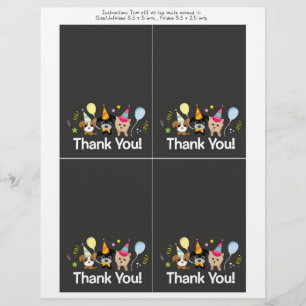 dog, kids birthday party Thank You card