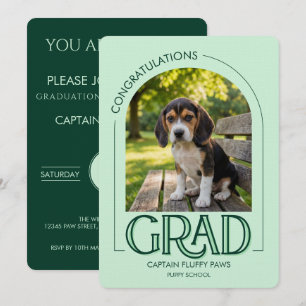 Dog Kindergarten Puppy Photo Emerald Graduation Announcement