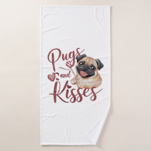 dog kiss .Pugs & Kisses Watercolor Tee Bath Towel