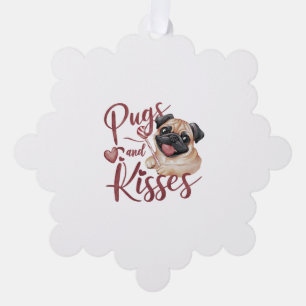 dog kiss .Pugs & Kisses Watercolor Tee Tree Decoration Card