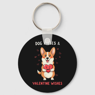 Dog Kisses And Valentine Wishes Corgi Love  Key Ring