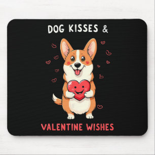 Dog Kisses And Valentine Wishes Corgi Love  Mouse Pad
