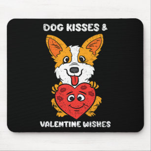 Dog Kisses And Valentine Wishes Cute Corgi Heart L Mouse Pad