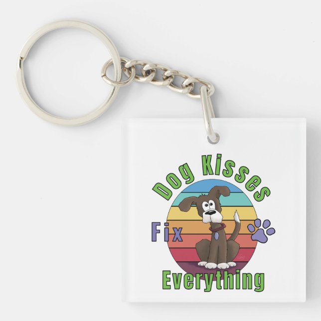Dog Kisses Fix Everything  Key Ring (Front)