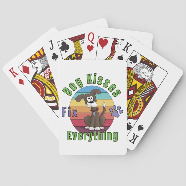 Dog Kisses Fix Everything  Playing Cards (Back)