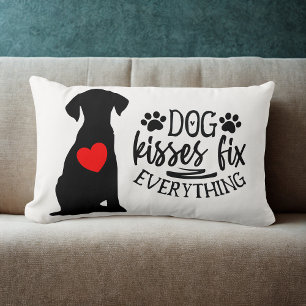 Dog Kisses Fix Everything Rescue Pet Lover Gift Lumbar Cushion
