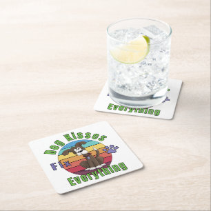 Dog Kisses Fix Everything Square Paper Coaster