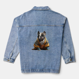 dog knows karate     denim jacket