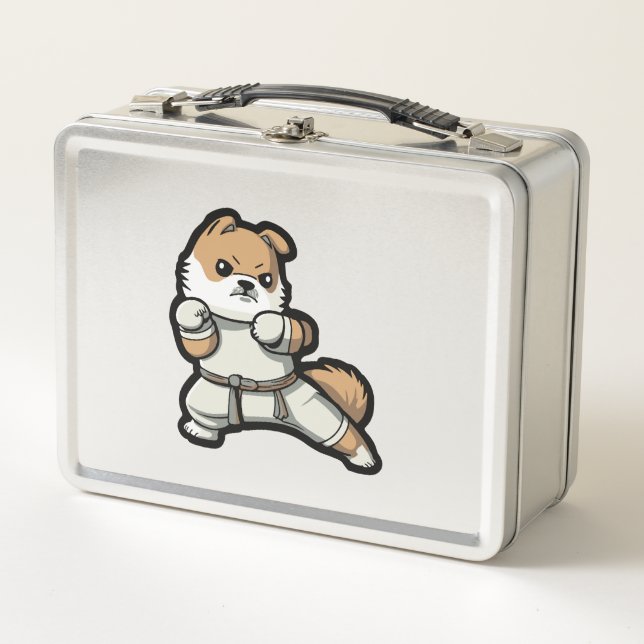 dog knows karate          metal lunch box (Front)
