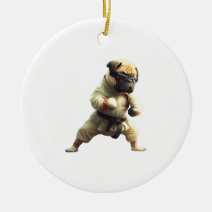 Dog Knows Karate transformed   Ceramic Ornament