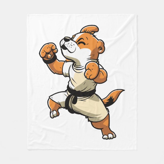 Dog Knows Karate transformed Fleece Blanket (Front)