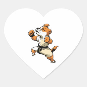 Dog Knows Karate transformed Heart Sticker