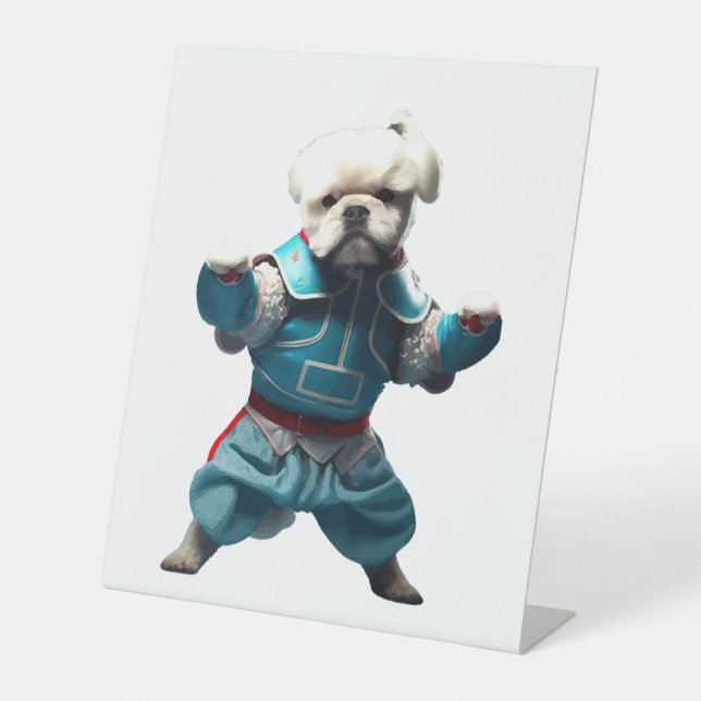Dog Knows Karate transformed  Pedestal Sign (Front)