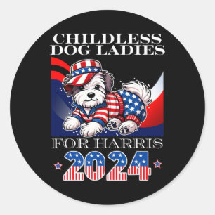 Dog Ladies For Harris 2024 Kamala President Classic Round Sticker