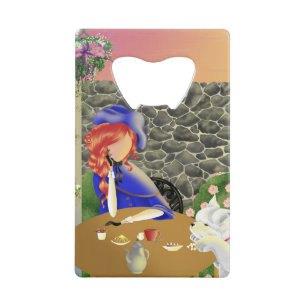 Dog & Lady in Café at Sunset Bottle Opener