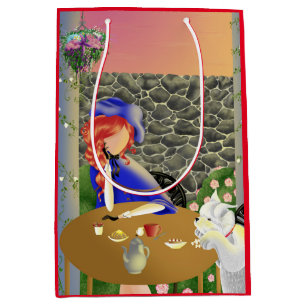 Dog & Lady in Café at Sunset Medium Gift Bag