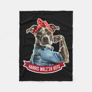 Dog Lady Kamala Harris Tim Walz Vote Election  Fleece Blanket