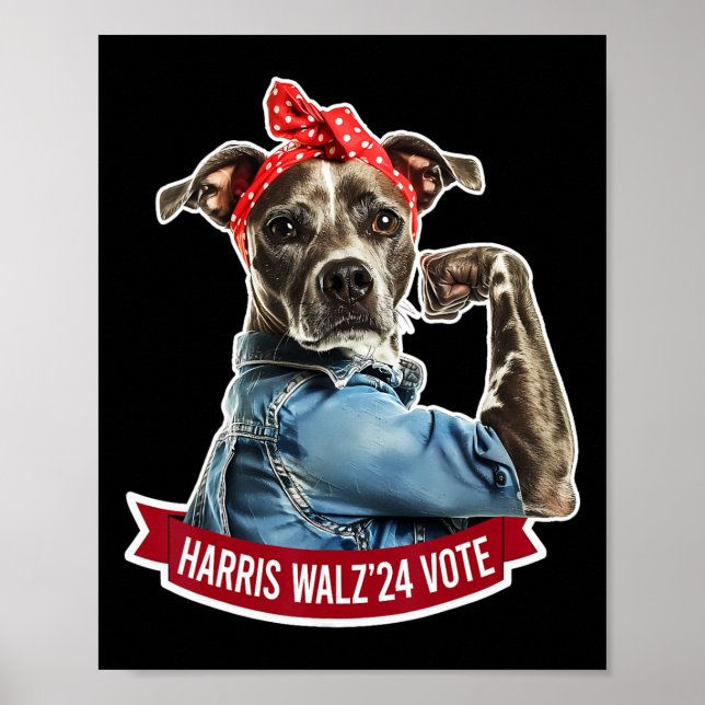 Dog Lady Kamala Harris Tim Walz Vote Election  Poster (Front)