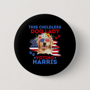 Dog Lady Vote Kamala Harris 2024 Golden Retriever  6 Cm Round Badge