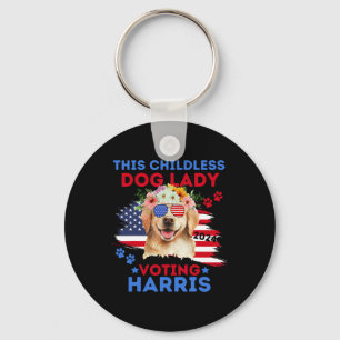 Dog Lady Vote Kamala Harris 2024 Golden Retriever  Key Ring