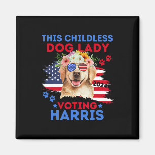 Dog Lady Vote Kamala Harris 2024 Golden Retriever  Magnet