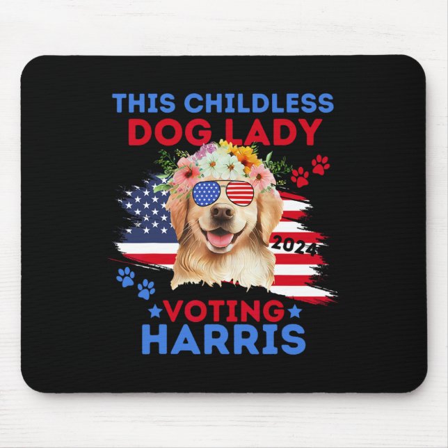 Dog Lady Vote Kamala Harris 2024 Golden Retriever  Mouse Pad (Front)