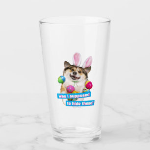 Dog Laying on Easter Eggs Glass