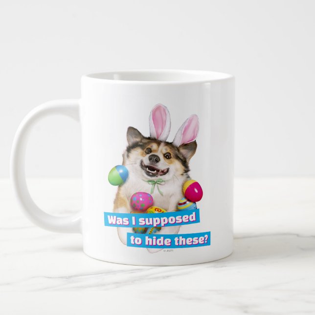 Dog Laying on Easter Eggs Large Coffee Mug (Left)