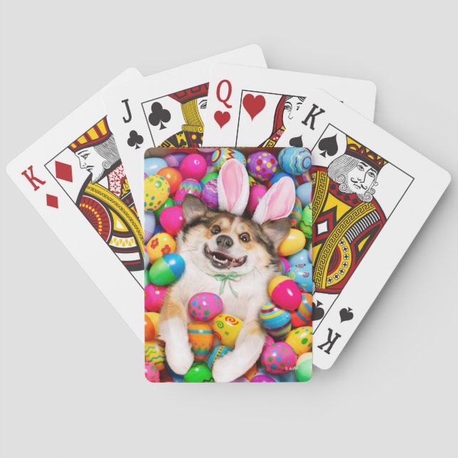 Dog Laying on Easter Eggs Playing Cards (Back)