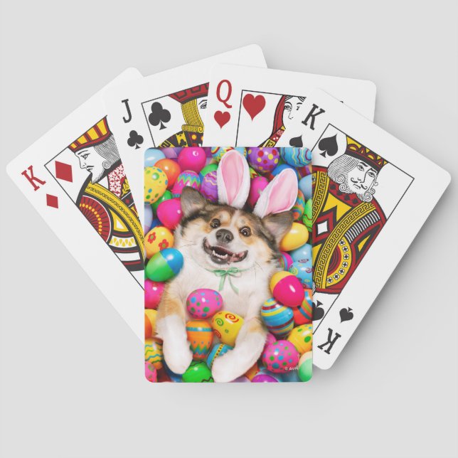 Dog Laying on Easter Eggs Playing Cards (Back)