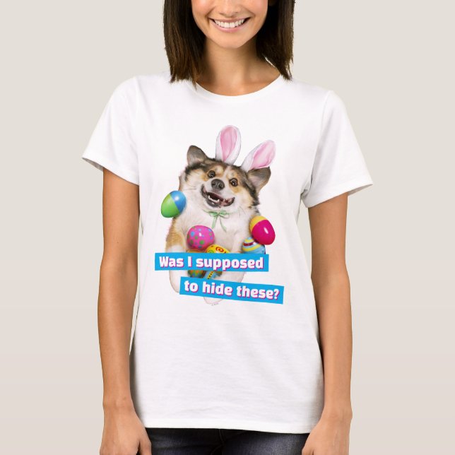 Dog Laying on Easter Eggs T-Shirt (Front)