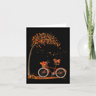 Dog Leaf Fall Autumn Cycling Fun Dachshund Lover Card