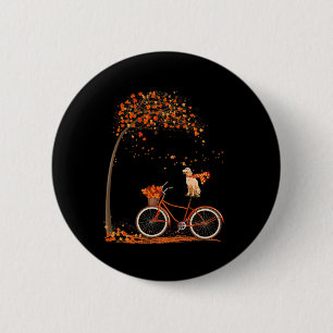 Dog Leaf Fall Autumn Cycling Fun Golden Retriever 6 Cm Round Badge