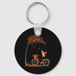 Dog Leaf Fall Autumn Cycling Fun Golden Retriever  Key Ring