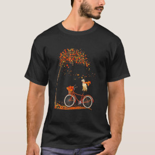 Dog Leaf Fall Autumn Cycling  Golden retriever T-Shirt